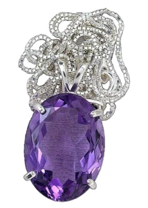 15,66 Karat oval satte Farbe Amethyst Sterling Anhänger 20" Box Kette Halskette - Bild 1 von 2