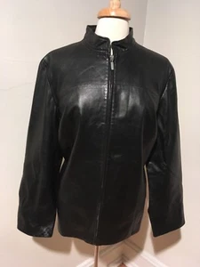 Schwarze Lederjacke Damen Kurzmantel Reißverschluss vorne Elisabeth Größe 10 / Größe 12 - Bild 1 von 12