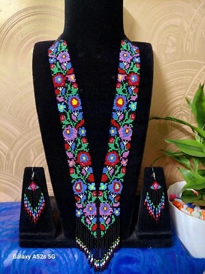 Colar feito à mão miçangas semente estilo boho americano miçangas nativas multi vertente - Imagem 1 de 2