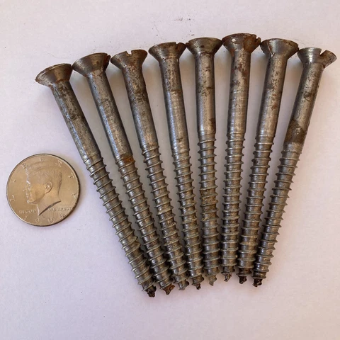 Antique Wood Screw 4"Reclaimed Flat-Head Wood Screw Lot of 8 Steampunk/Yacht Cover