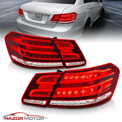 2010 2011 2012 2013 Fit Mercedes Benz E-Class Sedan Red Clear LED Tail lights Foto 1 de 4