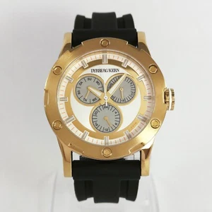 Dyrberg/Kern Gents Gold Black Silicone Band Quartz Men's Wrist Watch - Picture 1 of 10