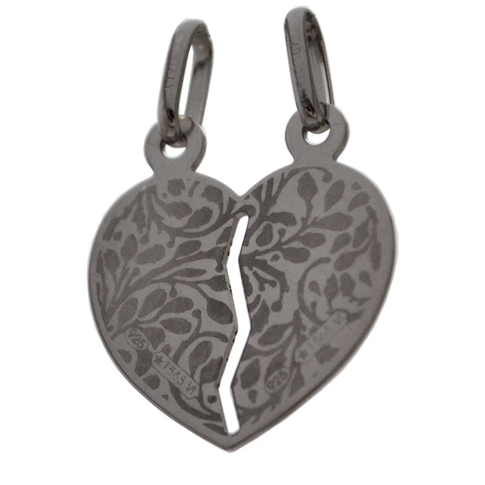 Ciondolo cuore divisibile double face mm 22x20 in argento 925 rodiato Esclusivo! - Immagine 1 di 1