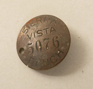 Sierra Vista Ranch Brass Worker's Badge 5076 (B5A-10/JSF6) Unmarked Gilded? - Picture 1 of 5