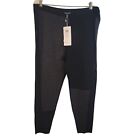 $218 Nwt Eileen Fisher Gray Black Merino Wool Colorblock Pull On Pants Xl New