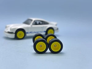 R499 Hot Wheels 1/64 Set # Deep Dish 10mm gelb, MEDIUM RUBBER WHEELS REIFEN - Bild 1 von 6