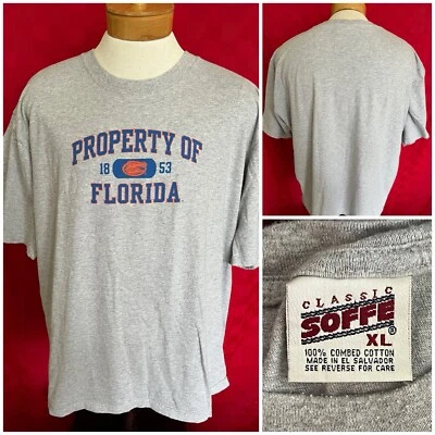 VINTAGE UF Property of Florida Gators Grey Soffe Shirt Size XL Football Baseball - Image 1 of 4