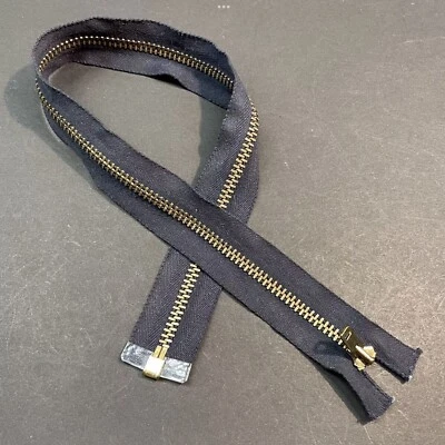TALON Brass Jacket Zipper 20.5 Inch Cotton OPEN END Vintage Navy Blue - Image 1 of 4