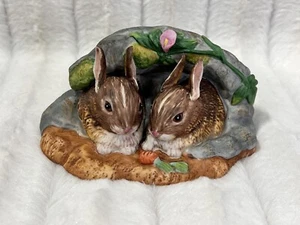 Figura de porcelana Princeton Gallery "Snack Time" conejos 1990 - Imagen 1 de 5