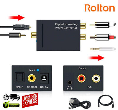 Convertisseur Audio Numérique Vers Analogique RCA Coaxial Optique 3.5mm SPDIF • 12.95€