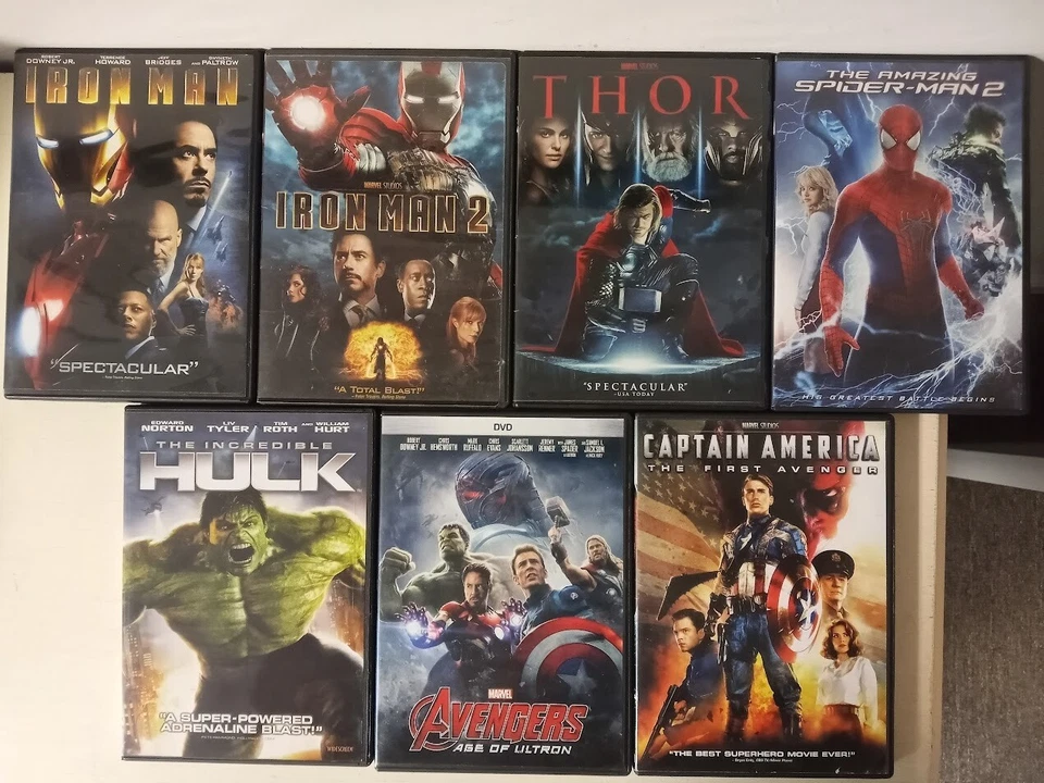 Marvel movies dvd Lot Of 7 - Avengers, Thor, Hulk, Captain America, Iron Man Foto 1 de 1