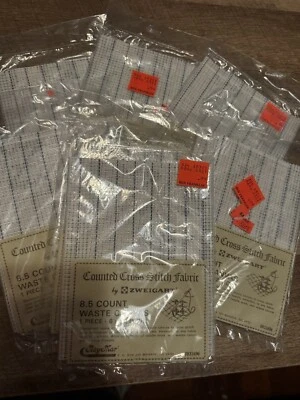 Cross Stitch Fabric 8.5 Count Waste Canvas Vintage Zweigart Lot Of 7 - Image 1 of 2