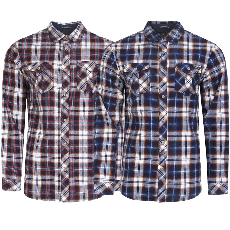 New Mens Tokyo Laundry Kenna Flannel Checked Long Sleeve Shirt Top Size S-XXL - Image 1 of 1