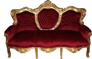 Sofá barroco de 3 plazas Casa Padrino King Burdeos rojo / dorado Mod2 - sofá de salón Mö - Imagen 1 de 1