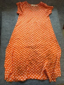 Victoria's Secret Damen A-Linien Kleid Large orange Blumen U-Ausschnitt Kurzarm - Bild 1 von 9