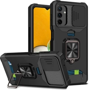 Magnetic Case Stand + Tempered Glass Black Rugged Phone Cover For Samsung Galaxy - Picture 1 of 3