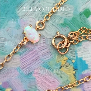 STUNNING 18K YELLOW GOLD PETITE OVAL OPAL VICTORIAN CHAIN CHARM PENDANT BRACELET - Picture 1 of 24