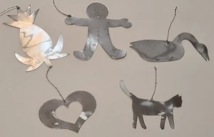B. Cukla Hammer Song Tin Ornaments Cat Goose Heart Pineapple Gingerbread Man VTG - Picture 1 of 10