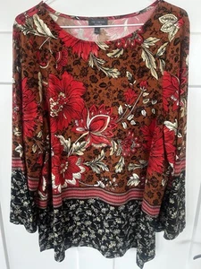NWT MSRP $69 The Limited Chintzy Floral Multicolor Satin Like Pullover Blouse L - Picture 1 of 6