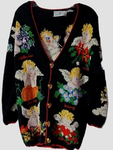 Design Options Weihnachts Strickjacke Größe Large Cherub Monate Engel Pullover LESEN  - Bild 1 von 15