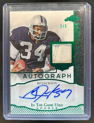 2024 Leaf In The Game Used Sports Bo Jackson 布贴签名绿色全息 #2/3 — 第 1/2 张图片