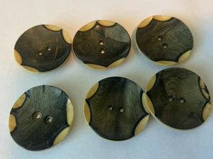 Vintage Matching Set Of 6 Celluloud Wafer Buttons Large - Picture 1 of 4