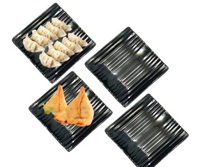 Melamine 4 Platters Set for Snacks and Sweets Black N168 - Picture 1 of 5