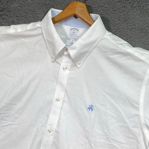 Camicia Oxford Brooks Brothers Regent Fit bianca XXL cotone elasticizzato non ferro logo - Foto 1 di 16