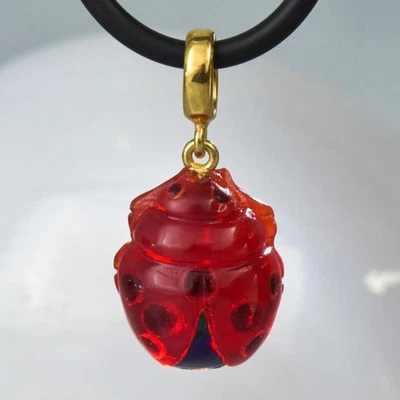 Ladybug Pendant Red & Black Chalcedony | 925 Sterling Silver Gold Vermeil 2.18g - Image 1 of 4