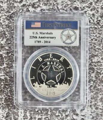 2015-P U.S. Marshals Service $1 Silver Commemorative PCGS PR70DCAM - Image 1 of 2