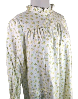 Vintage 70s Sears Cotton Flannel Long Nightgown M (12-14) Floral - Image 1 of 4