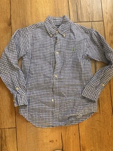 Ralph Lauren Leinenhemd Karo Weiß Blau Gr. 128 / 8 Jungen - Bild 1 von 6
