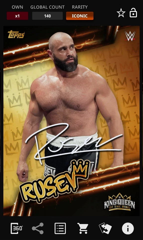 Rusev Gold Signature Iconic - Topps Slam WWE Kings Queens Chaos 25 - Image 1 of 1