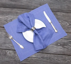 Set of 2 linen placemats and napkins Lilac - Handmade Rustic Table Decor - Picture 1 of 7