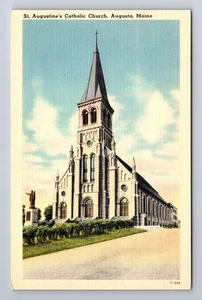 Augusta ME-Maine, St. Augustine's Catholic Church, Antique Vintage Postcard - Picture 1 of 2