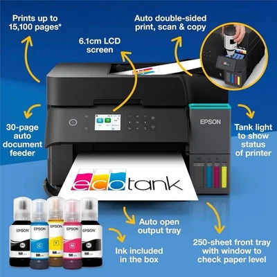 Epson EcoTank ET-3950 Multifunction Duplex Printer with ADF - RRP £439 - Image 1 of 4