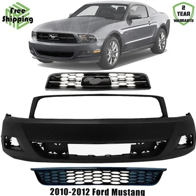 Front Bumper Cover Primed & Grille Assembly Kit For 2010-2012 Ford Mustang Base Foto 1 de 4