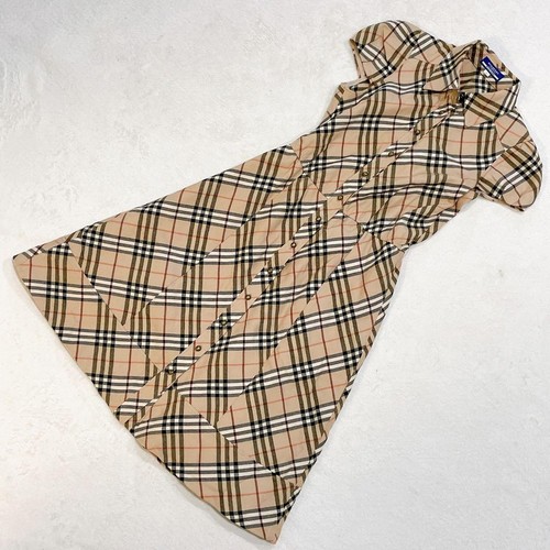 Abito Burberry blu etichetta lana Nova check beige logo bottoni M made in Japan