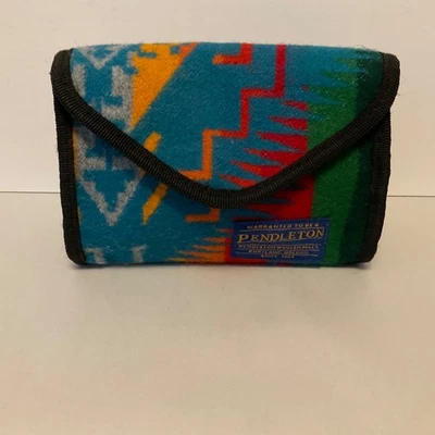 Pendleton Wool Cosmetic Toiletry carry case 7 x 5.25 x 2 Turquoise multi colored - Image 1 of 4