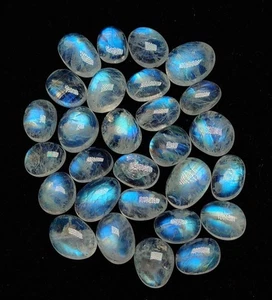 4A Top Quality Rainbow Moonstone Amazing Blue Falshy Fire Slice Lot,7x9-9x11MM - Picture 1 of 24