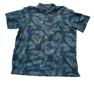 Van Heusen Hawaiian Shirt Men’s 3XLT Short Sleeve Button Casual Green TALL VGC - Picture 1 of 8
