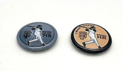 Juego de 2 prendedores conmemorativos de jonrón Barry Bonds 715 SF Giants 29 de mayo de 2006 Foto 1 de 4