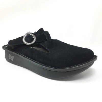 Alegria Edição Limitada Mules Tamancos Sapatos Femininos Tamanho 7.5 Preto Forrado com Pele de Carneiro - Imagem 1 de 4