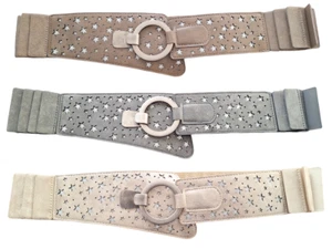 Gürtel Elastisch Stretch Stretchgürtel Damen Taillengürtel Stern Sterne Glitzer - Imagen 1 de 5