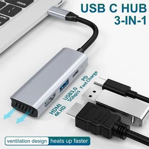 Convertidor Hub 3 en 1 Tipo-C / USB-C a HDMI y PD y USB 3.0 Adaptador de Extensión - Imagen 1 de 12