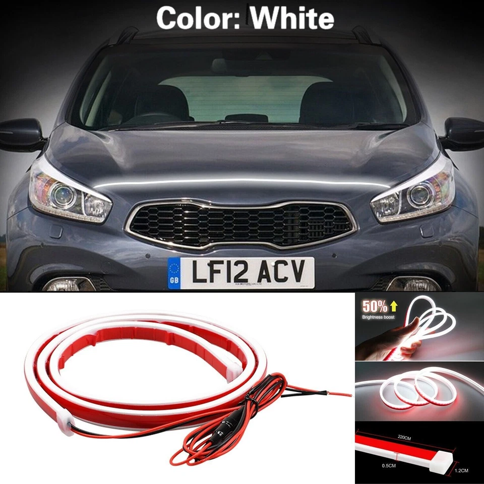 Hood LED Daytime Running Light Strip Flexible Lamp 1pcs For Kia Forte Cerato Foto 1 de 4