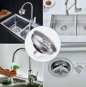2Pcs Kitchen Sink Drain Stopper Basket Strainer Stainless Steel Waste Plug - Picture 1 of 5