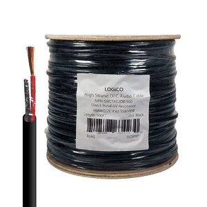 Speaker Wire Audio Cable 16/2 AWG In-Wall Outdoor Direct Burial UV Black 500ft - Picture 1 of 3