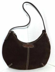 COLE HAAN Brown Genuine Leather Suede Small TOTE Baguette Evening Bag