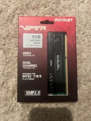 8GB 2x4GB Kit DDR3 Ram Memory (Viper Patriot) Designed For Intel 7/8/9 Platforms - Image 1 of 3